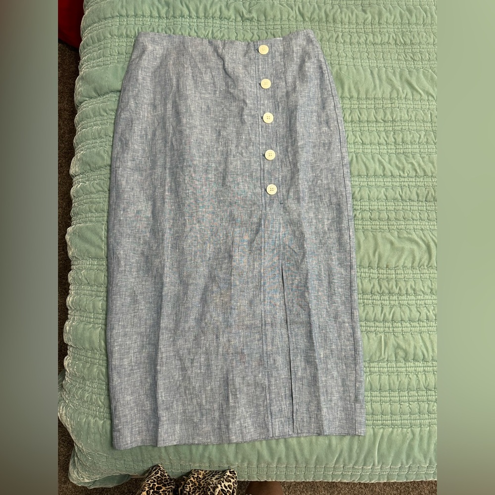 NWT chambray Button-Front Midi Skirt